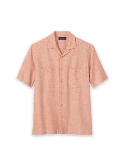 Paul Fredrick Linen Blend Solid Casual Shirt In Pink