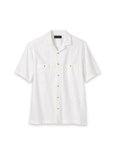 Paul Fredrick Linen Blend Solid Casual Shirt In White