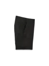 Paul Fredrick Linen Chambray Twill Flat Front Shorts In Black