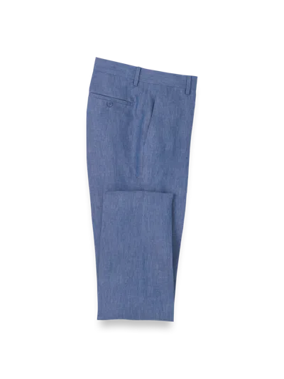 Paul Fredrick Linen Chambray Twill Pants In Blue