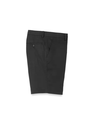 Paul Fredrick Linen / Cotton Flat Front Shorts In Black