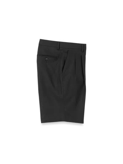 Paul Fredrick Linen / Cotton Pleated Shorts In Black