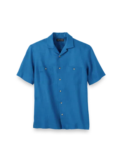 Paul Fredrick Linen Solid Casual Shirt In Blue