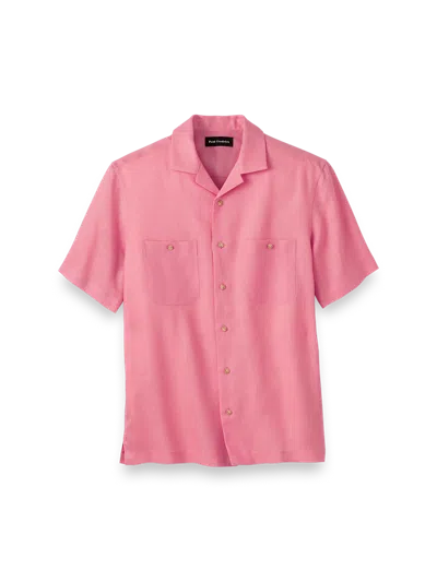 Paul Fredrick Linen Solid Casual Shirt In Pink