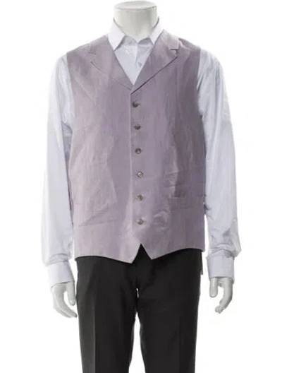 Pre-owned Paul Fredrick Linen Vest In Blue