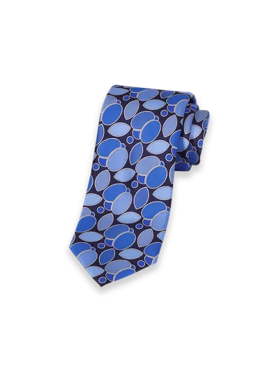 Paul Fredrick Medallion Printed Italian Silk Tie In Blue