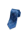 Paul Fredrick Medallion Printed Italian Silk Tie In Blue
