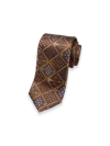 Paul Fredrick Medallion Printed Italian Silk Tie In Brown