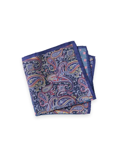 Paul Fredrick Medallion Silk Pocket Square In Purple