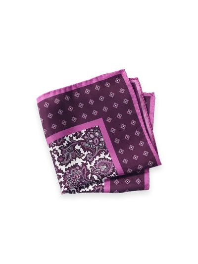 Paul Fredrick Medallion Silk Pocket Square In Multi