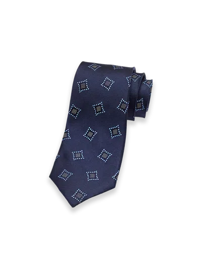 Paul Fredrick Medallion Woven Silk Tie In Blue