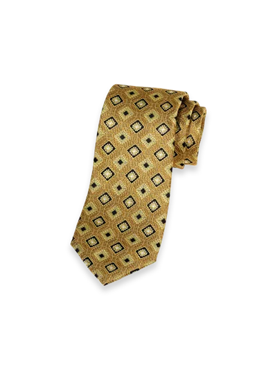 Paul Fredrick Medallion Woven Silk Tie In Brown