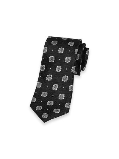 Paul Fredrick Medallion Woven Silk Tie In Black