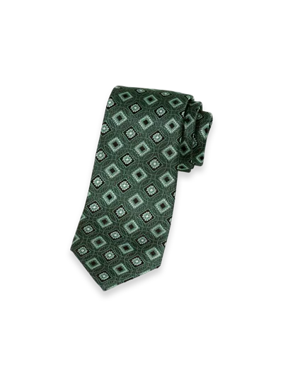 Paul Fredrick Medallion Woven Silk Tie In Green