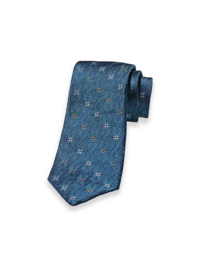 Paul Fredrick Medallion Woven Silk Tie In Blue
