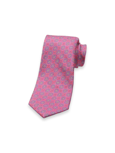 Paul Fredrick Medallion Woven Silk Tie In Pink