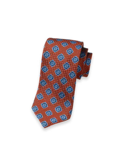 Paul Fredrick Medallion Woven Silk Tie In Red