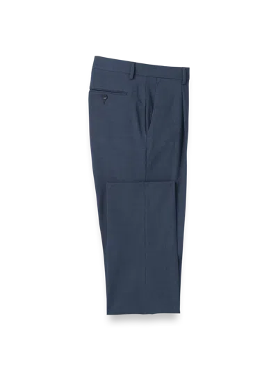 Paul Fredrick Microfiber Check Single Pleat Pants In Blue
