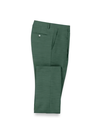 Paul Fredrick Microfiber Linen Blend Single Pleat Suit Pants In Green