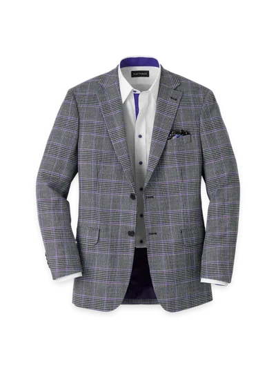 Paul Fredrick Microfiber Plaid Single Breasted Notch Lapel Sport Coat In Gray