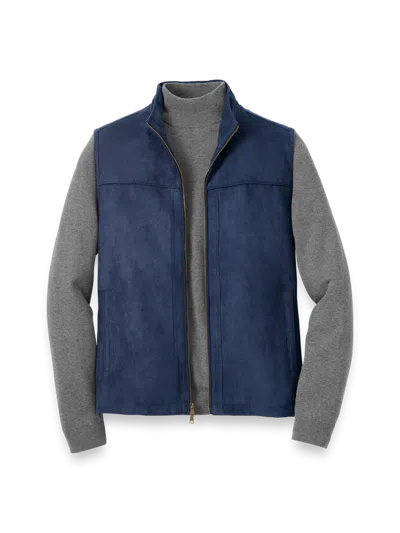 Paul Fredrick Microsuede Vest In Blue