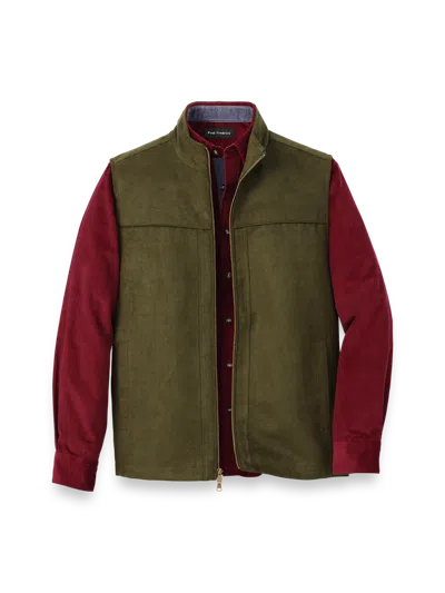 Paul Fredrick Microsuede Vest In Green