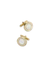 Paul Fredrick Mother Of Pearl & Crystal Cufflinks In Gold