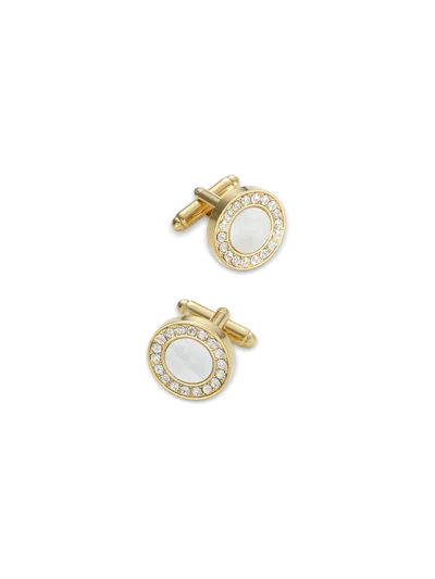Paul Fredrick Mother Of Pearl & Crystal Cufflinks In Gold