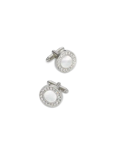 Paul Fredrick Mother Of Pearl & Crystal Cufflinks In Metallic