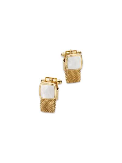 Paul Fredrick Mother Of Pearl Mesh Wrap Cufflinks In Gold