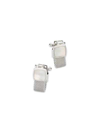 Paul Fredrick Mother Of Pearl Mesh Wrap Cufflinks In Silver