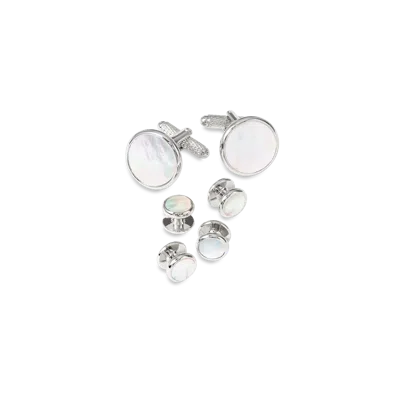 Paul Fredrick Mother Of Pearl Stud Set Cufflinks In Silver
