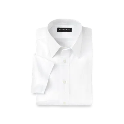 Paul Fredrick Non-iron Cotton Pinpoint Solid Point Collar Short Sleeve Dress Shirt In Animal Print
