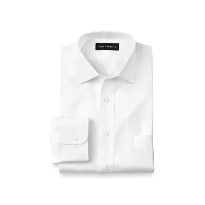 Paul Fredrick Tailored Fit Non-iron Cotton Pinpoint Snap Tab Collar French Cuff Dress Shirt In White