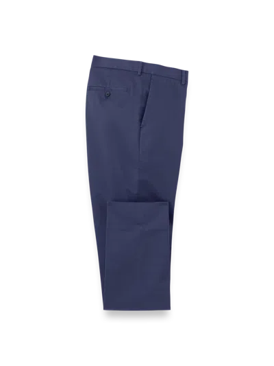 Paul Fredrick Non-iron Cotton Stretch Twill Pants In Blue
