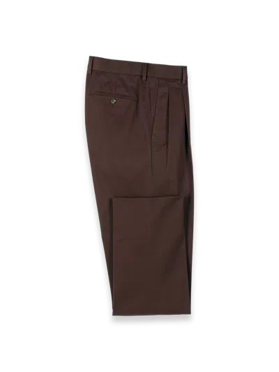 Paul Fredrick Non-iron Cotton Stretch Twill Pants In Brown