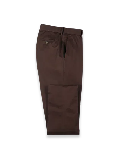 Paul Fredrick Non-iron Cotton Stretch Twill Pants In Brown