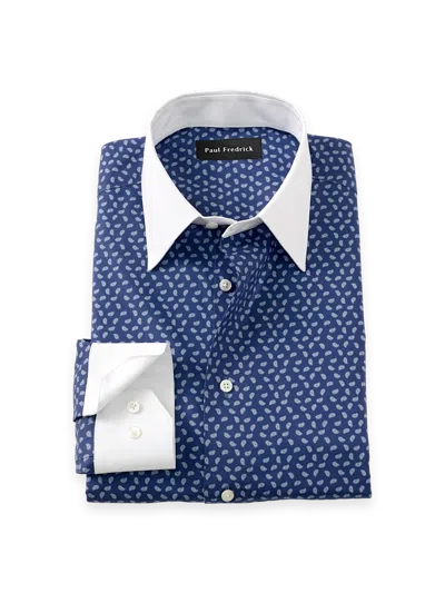 Paul Fredrick Tailored Fit Non-iron Cotton Paisley Dress Shirt In Blue