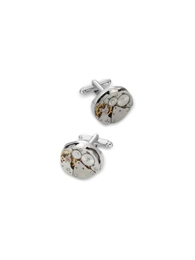 Paul Fredrick Oval Watch Movement Cufflinks In Metallic