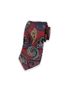 Paul Fredrick Paisley Lurex Woven Silk Tie In Red