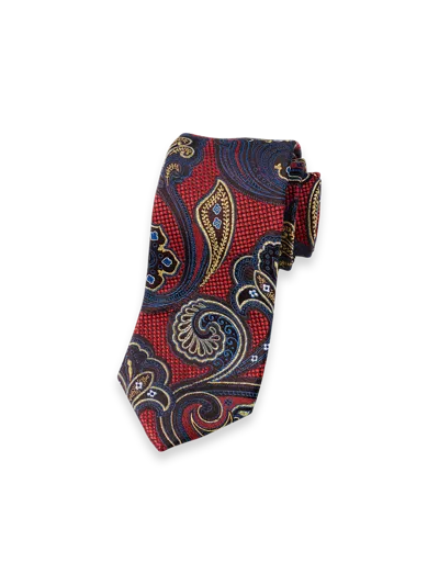 Paul Fredrick Paisley Lurex Woven Silk Tie In Red