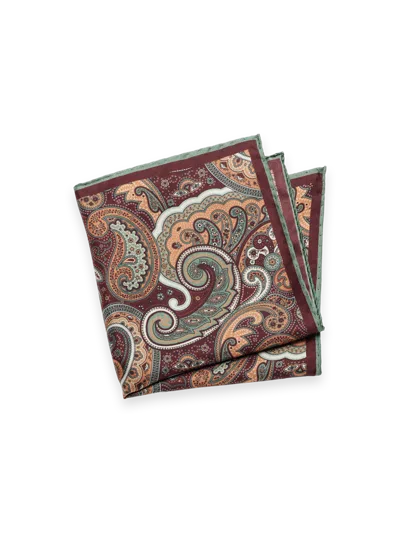 Paul Fredrick Paisley Silk Pocket Square In Multi