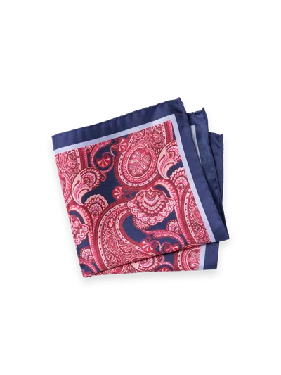 Paul Fredrick Paisley Silk Pocket Square In Red