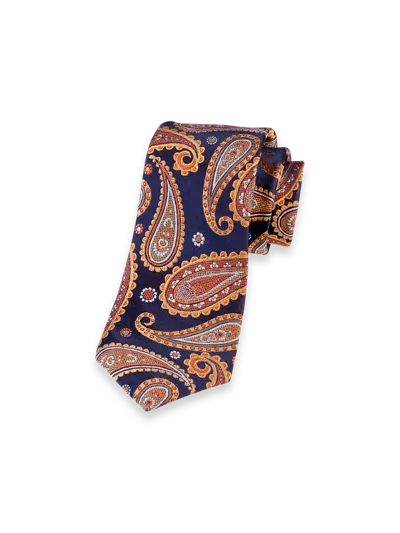 Paul Fredrick Paisley Woven Silk Tie In Blue