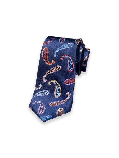 Paul Fredrick Paisley Woven Silk Tie In Blue