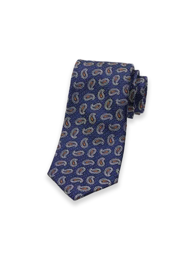 Paul Fredrick Paisley Woven Silk Tie In Blue