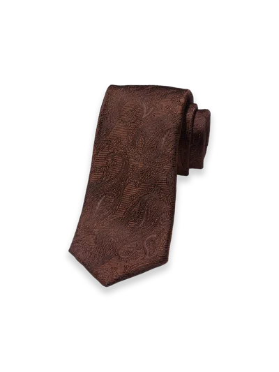 Paul Fredrick Paisley Woven Silk Tie In Brown