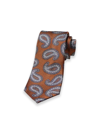 Paul Fredrick Paisley Woven Silk Tie In Brown