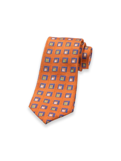 Paul Fredrick Patterned Woven Silk Tie In Yellow