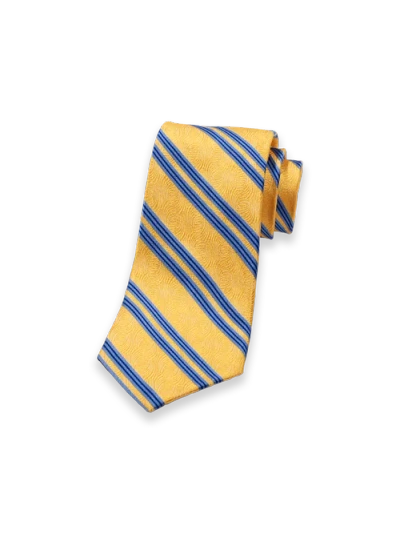 Paul Fredrick Patterned Woven Silk Tie In Yellow